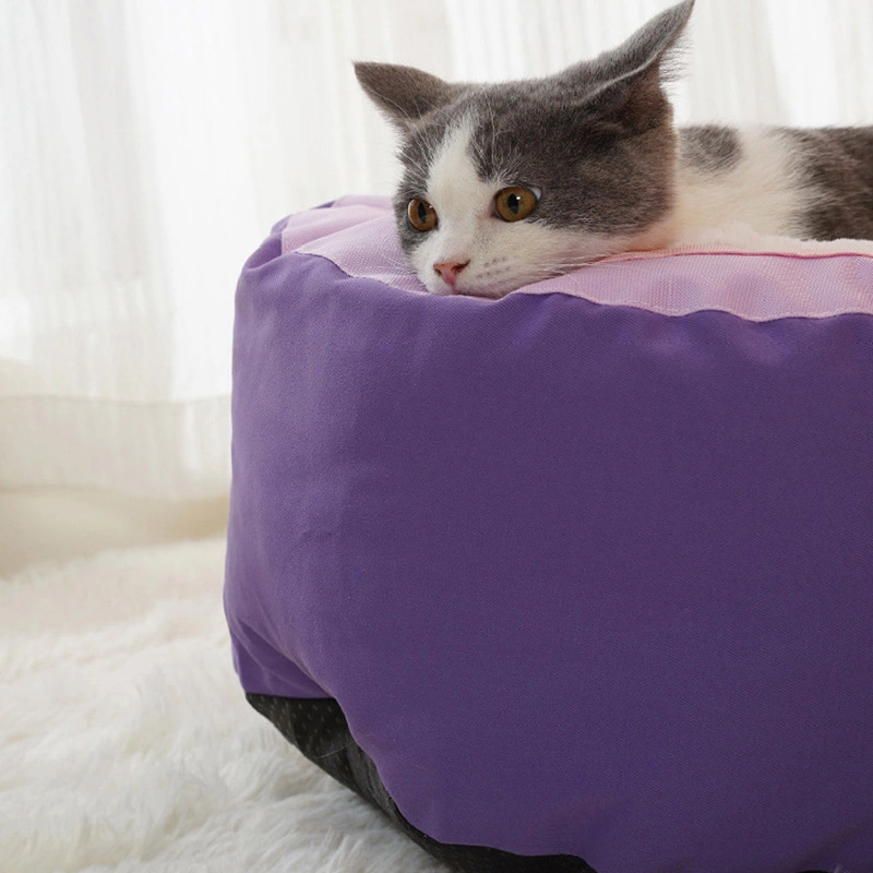 Luxury Eggplant Shape Semi-Enclosed Plush Cat Pet Bed