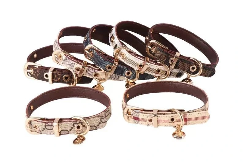 Trendy Classic Pet Leather Leads Dog Brand Harness Pet Collars