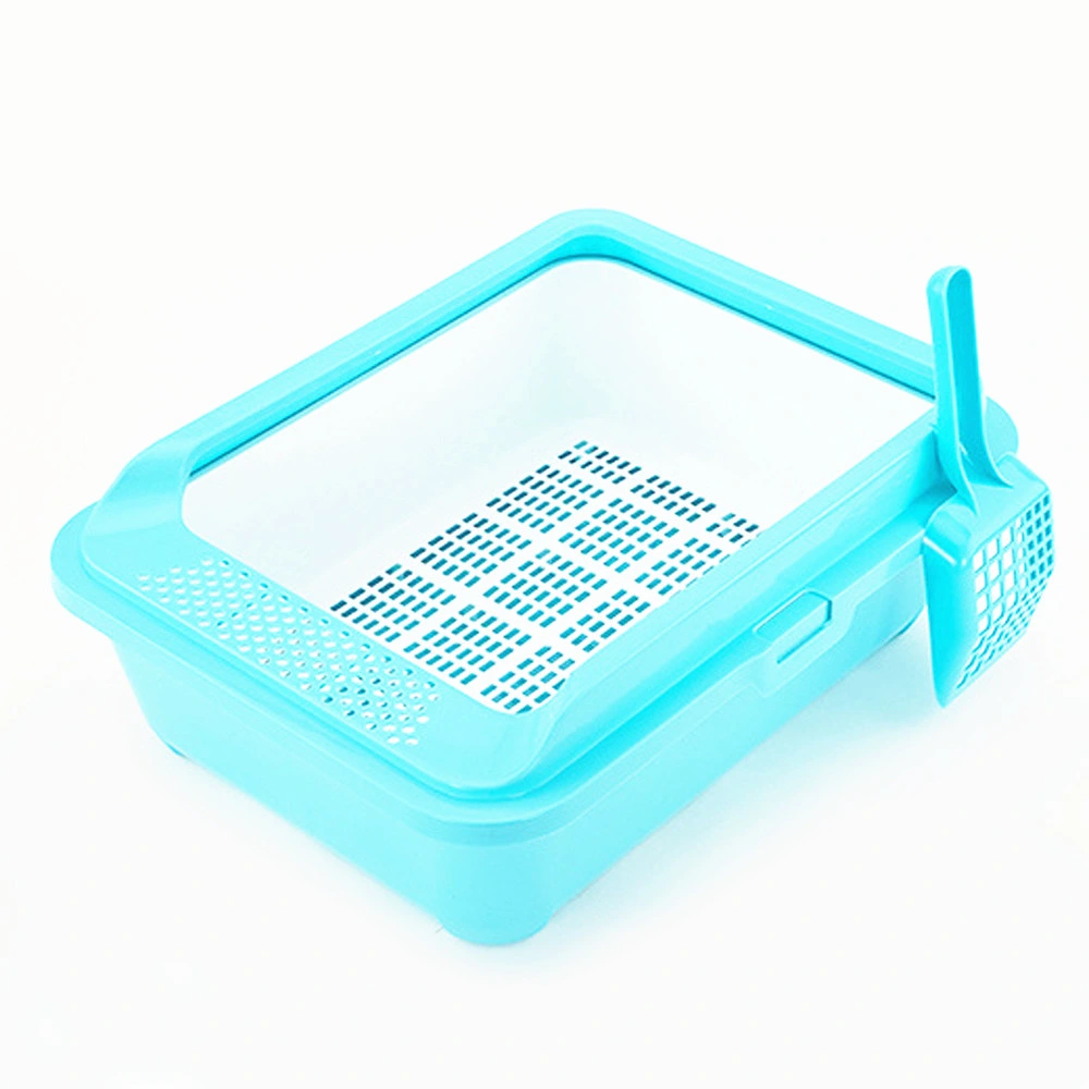 Preventing Splash Semi-Enclosed Plastic Pet Cat Toilet with Cat Toilet Shovel