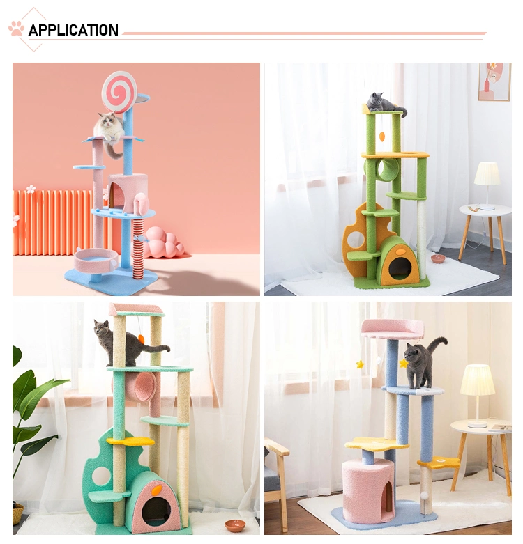 Manufacturer Wholesale Large Sisal Multiple Colors Lambswool Cat Tree House Condo